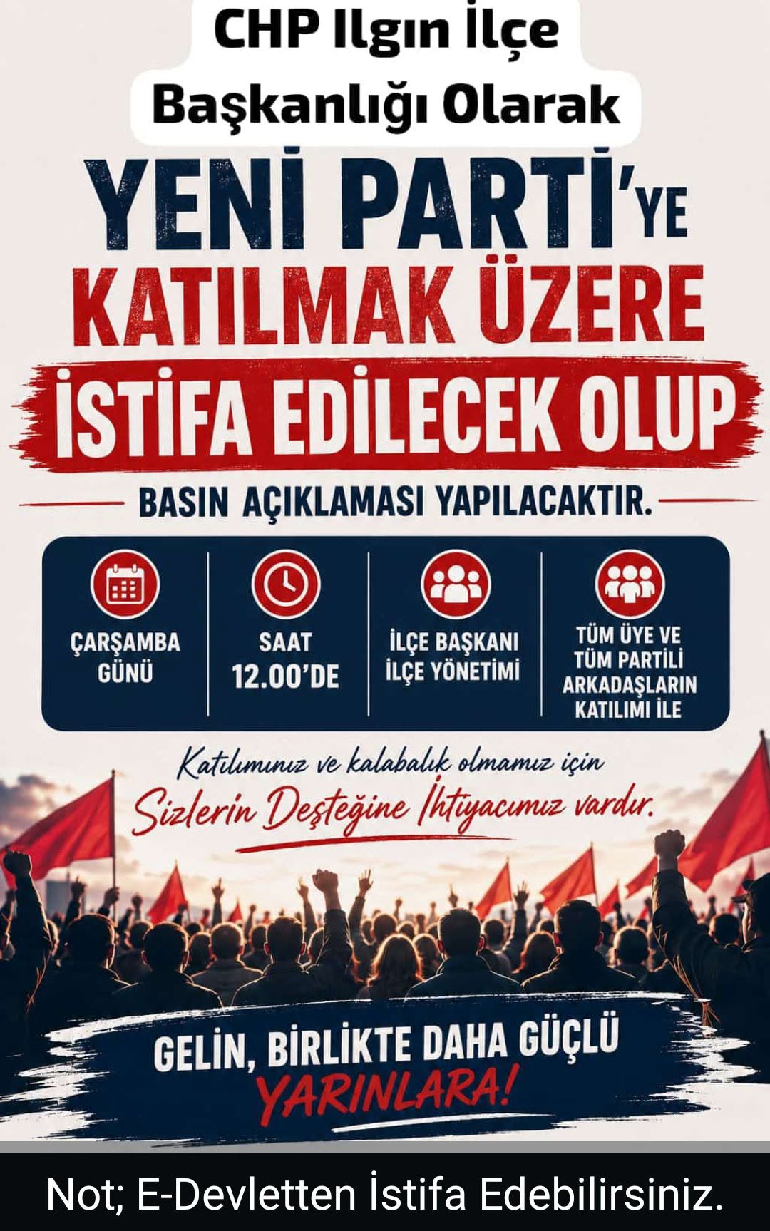 CHP Ilgın İlçe Başkanı Mustafa Kozan’dan İstifa ve Basın Açıklaması Duyurusu