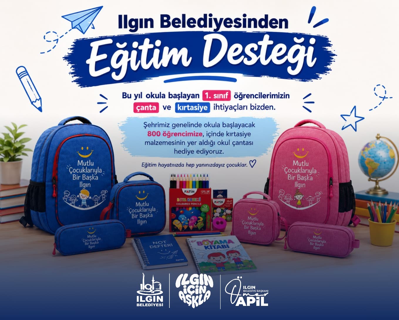 Ilgın Belediyesi’nden Eğitime Büyük Destek: 800 Birinci Sınıf Öğrencisine Çanta ve Kırtasiye Desteği